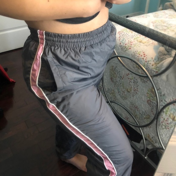 Grey track pants with pink and white stripes - Picture 2 of 6